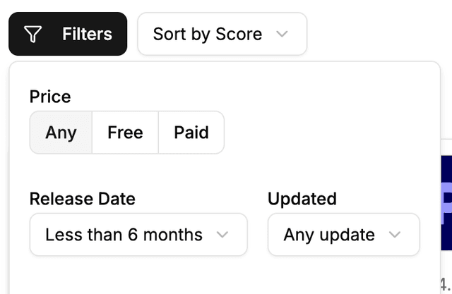 Choose filters to narrow down